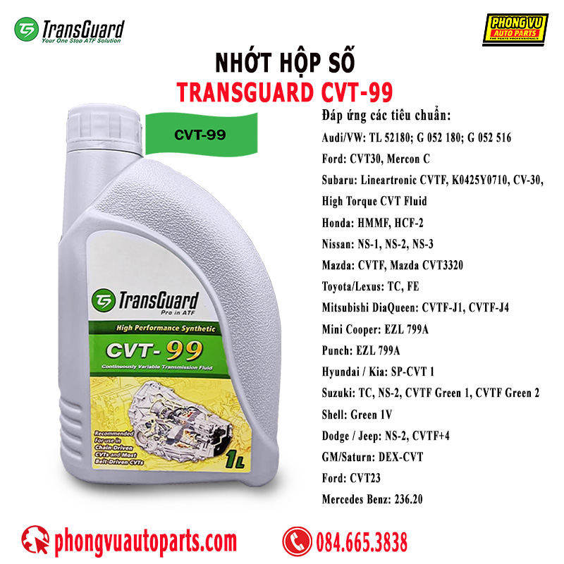 Nhớt Hộp Số Transguard CVT-99, giá Nhớt Hộp Số Transguard CVT-99, địa chỉ bán Nhớt Hộp Số Transguard CVT-99