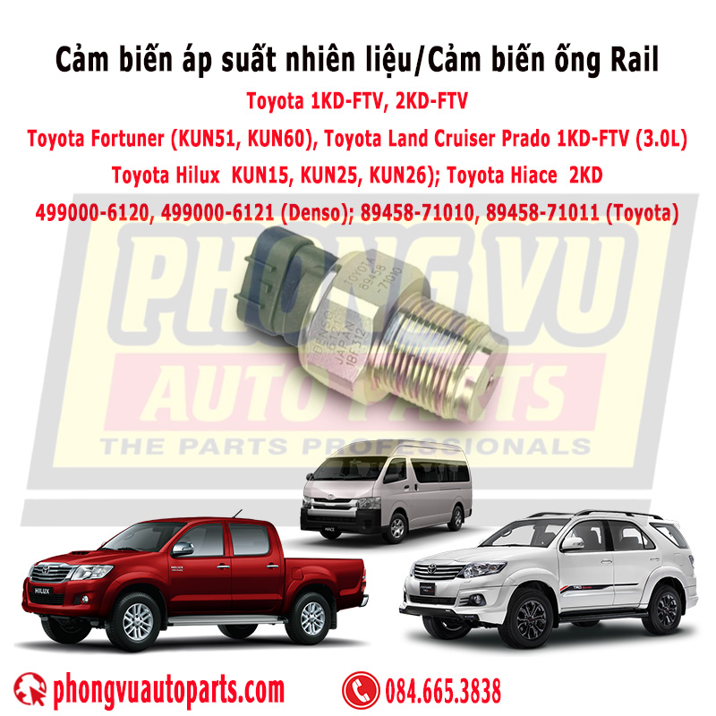 Cảm Biến Áp Suất Ống Rail 499000-6120 & 499000-6121: Giải Pháp Dứt Điểm Lỗi Gõ Máy Trên Toyota Hilux, Fortuner, 89458-71010