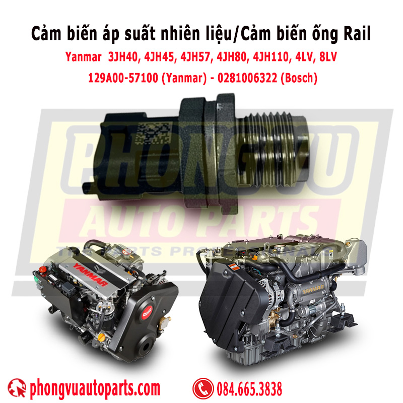 Cảm Biến Áp Suất Ống Rail Yanmar 129A00-57100: Giải Pháp Cho Máy Thủy Bosch 0281006322, 129A00-57100, 129A0057100