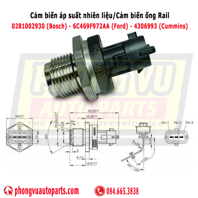 Cảm Biến Áp Suất Nhiên Liệu Bosch 0281002930