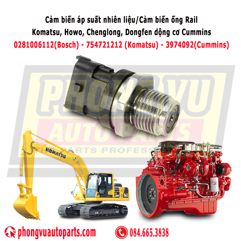 Cảm Biến Áp Suất Nhiên Liệu Bosch 0281006112 ,0281006325 – Chuẩn OEM Cho Động Cơ Cummins & Xe Tải Diesel