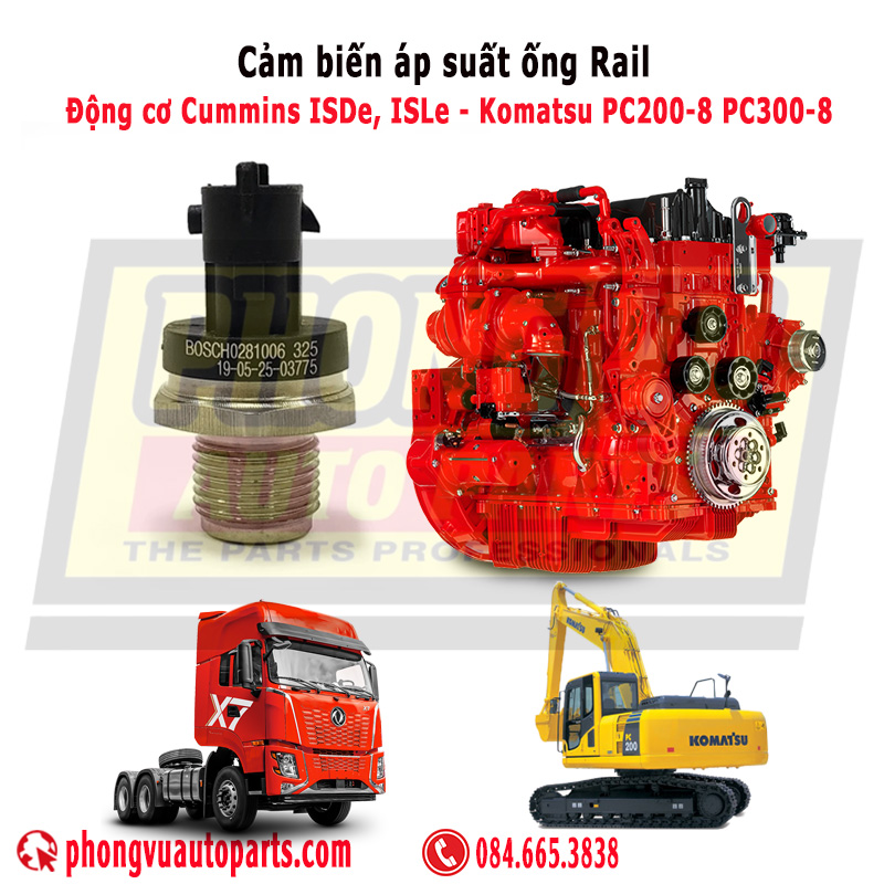 CẢM BIẾN ÁP SUẤT NHIÊN LIỆU BOSCH 0281006325 TƯƠNG THÍCH VỚI ĐỘNG CƠ CUMMINS, XE TẢI VÀ MÁY CÔNG TRÌNH
