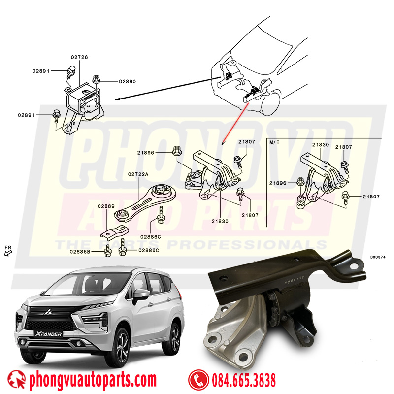 Chân Máy Bên Trái Mitsubishi Xpander AT, Xpander Cross, XForce 2018-2025