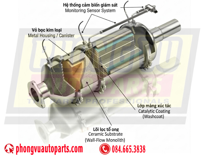Cấu Tạo Bầu Lọc Khí Thải DPF