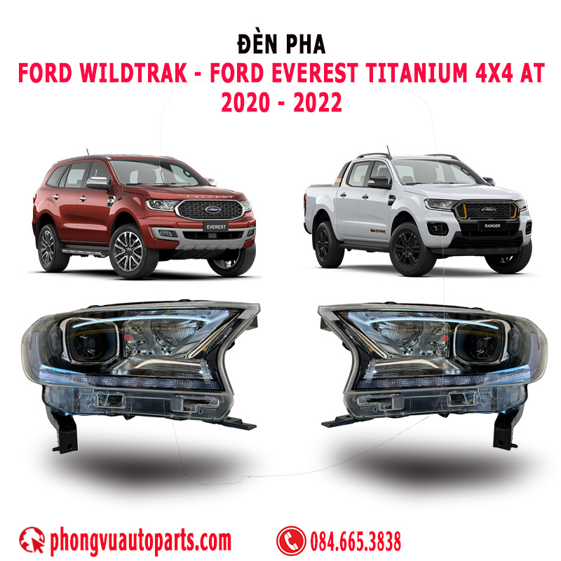 Đèn Pha Ford Ranger Wildtrak và Ford Everest Titanium 4x4 AT Bi-Turbo 2.0 2020, 2021, 2022 JB3Z13008AH JB3Z13008AM JB3B13E015BA JB3B13E014BA JB3Z-13008-AH JB3Z-13008-AM JB3B-13E015-BA JB3B-13E014-BA 