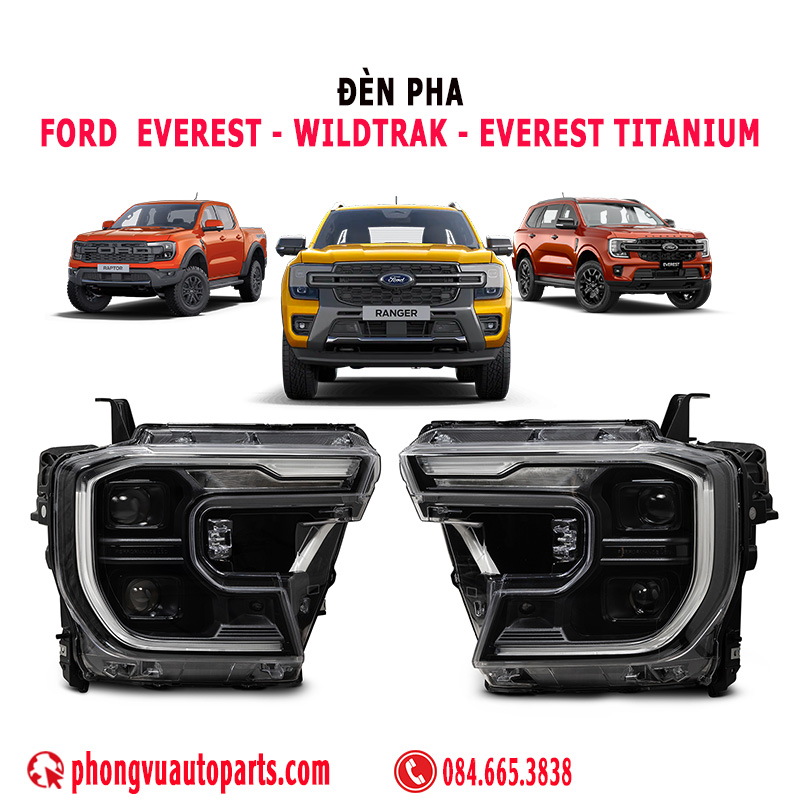 Đèn Pha Trái Phải Ford Ranger Wildtrak, Storm Track, Raptor, Everest Titanium 2023, 2024, 2025 - 1WZ13101U, N1WZ13100U