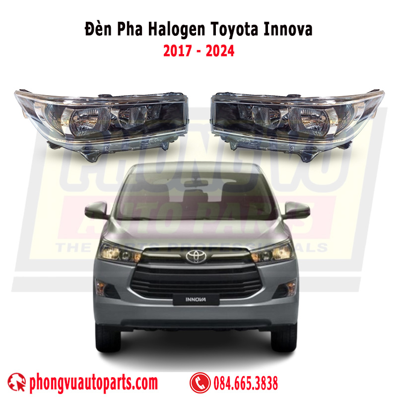 Cấu hình đèn pha Halogen (Bản E, G) Đèn pha Toyota Innova 2017 2024 811300K340, 811700K340