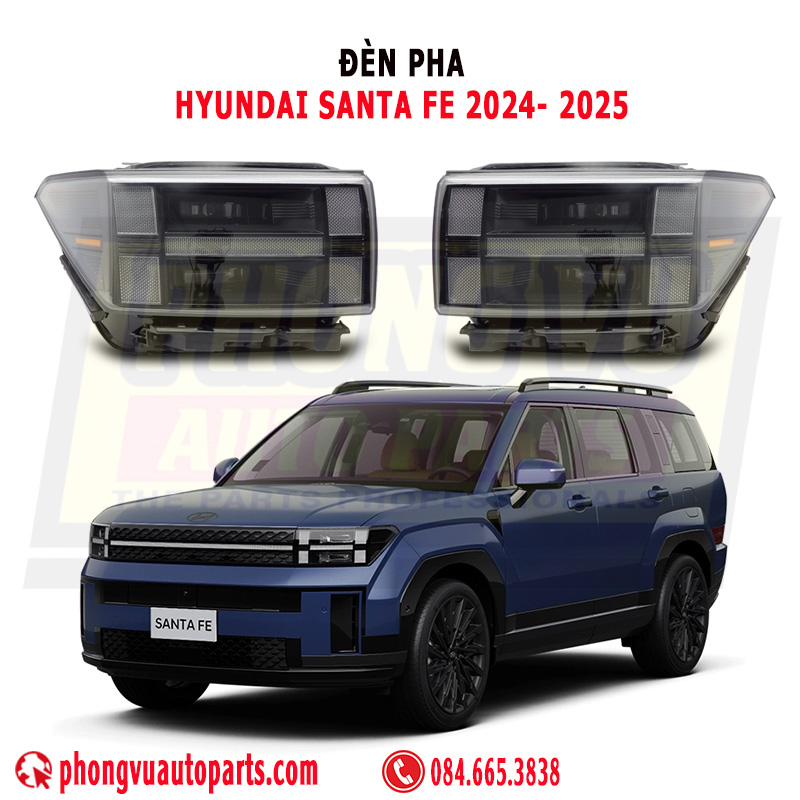 Đèn Pha Hyundai Santa Fe 2024-2025: Mã Phụ Tùng 92101R6100, 92102R6100 - Đèn LED Projector Chính Hãng Cho Phiên Bản Exclusive, Prestige, Calligraphy 6 Chỗ, Calligraphy 7 Chỗ, Calligraphy Turbo