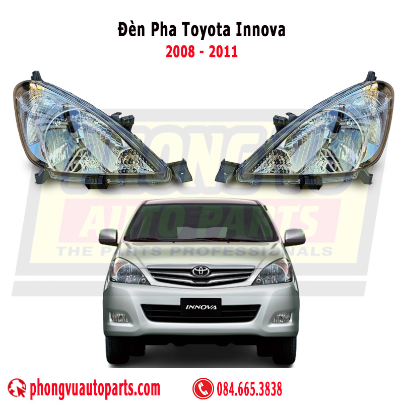 Đèn Pha Toyota Innova 2008 - 2011 - Mã Phụ Tùng: 81106-0K130, 81105-0K130