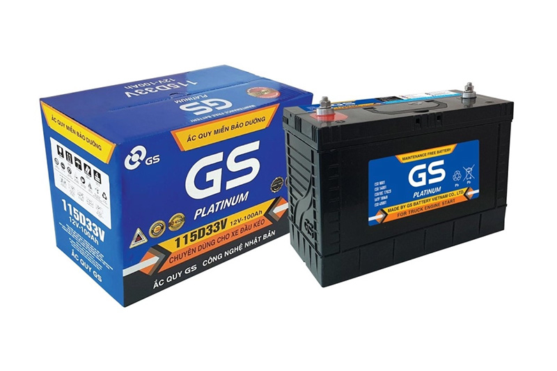 Ắc quy GS 12V 100AH 115D33V MF cọc vít