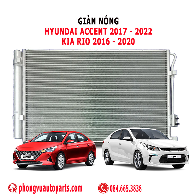 Giàn Nóng (Dàn Nóng) Hyundai Accent 2017, 2018, 2019, 2020, 2021, 2022, Kia Rio 2016, 2017, 2018, 2019, 2020 và Kia Pride - Mã Phụ Tùng: 97606-H8000