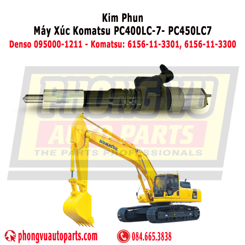 Kim Phun Máy Xúc Komatsu PC400LC-7, PC450LC-7 - Denso 095000-1211 (Komatsu: 6156-11-3301 / 6156-11-3300)