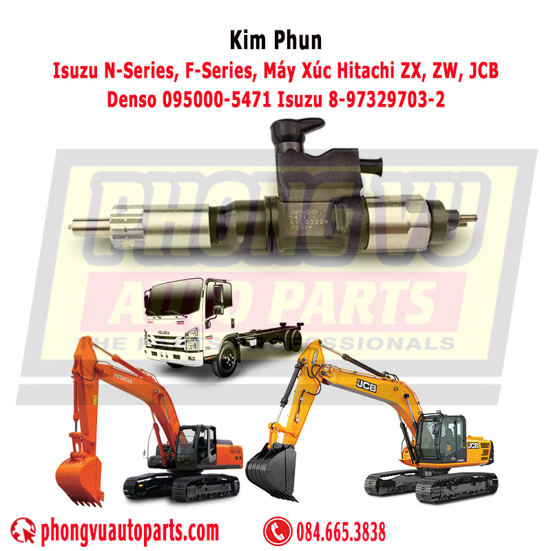 Kim Phun DENSO 095000-5471 Cho Xe Isuzu N-Series, F-Series, Máy Xúc Hitachi ZX, ZW, JCB - Denso 095000-5471 Isuzu 8-97329703-2