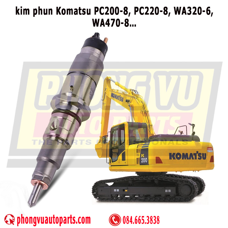 Kim phun Động cơ Komatsu – sử dụng trong các dòng thiết bị như máy xúc, máy ủi, máy đào bánh lốp hoặc bánh xích; tương thích với các mẫu như Komatsu PC200-8, PC220-8, WA320-6, WA470-8…Komatsu: SAA6D107E, S4D107, 4D107, 6D107, PC200-8, PC220-8, WA320-6, WA200-6, WA250-6, WA380-6