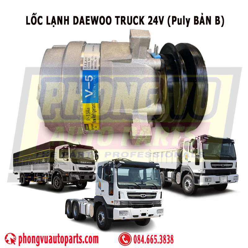 Lốc điều hòa xe tải Daewoo - 5110594 puly B 24V
