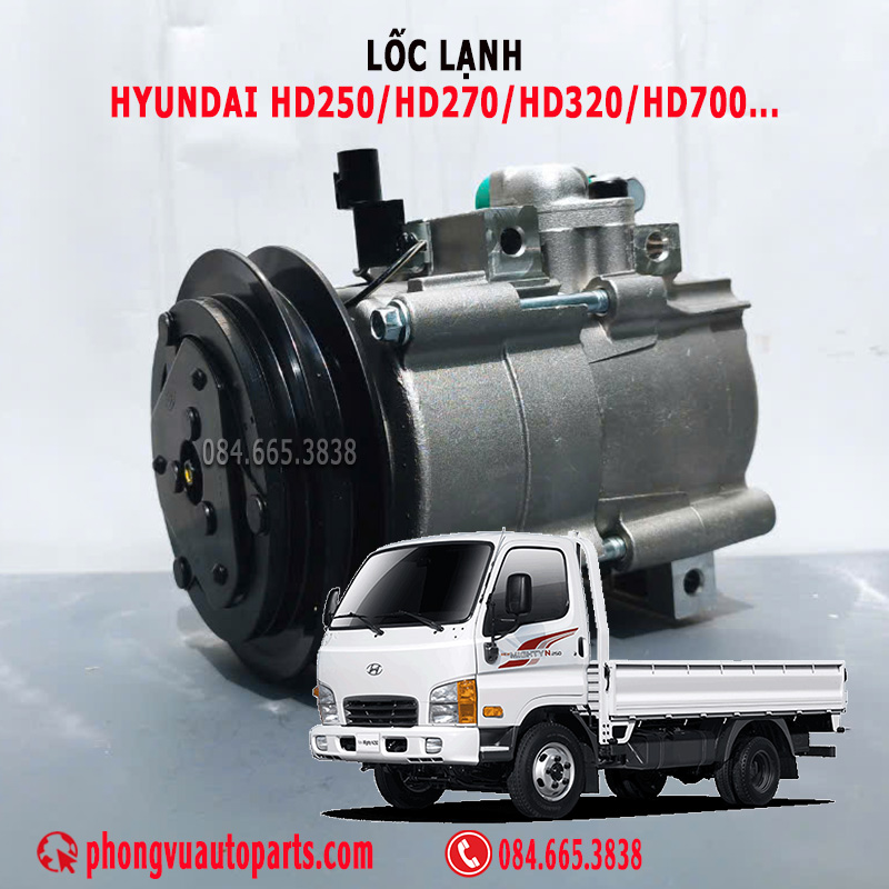 Lốc Lạnh (Lốc Điều Hòa) Hyundai HD250, Hyundai HD260, Hyundai HD270, Hyundai HD320, Hyundai HD700 (Động Cơ DA6C) | Mã Phụ Tùng: 99250-7D130
