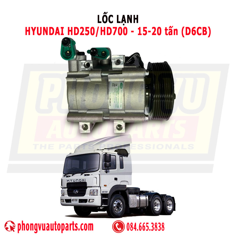 Lốc Lạnh Hyundai HD250, HD700 D6CB Mã 99250-7E500, lốc điều hòa Hyundai 15 tấn 20 tấn