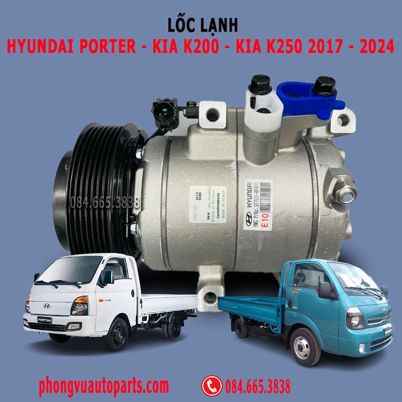Lốc Lạnh (Lốc Điều Hòa) Hyundai Porter - Kia K200 - Kia K250 7PK 2017, 2018, 2019, 2020, 2021, 2022, 2023, 2024 2024 - Mã Phụ Tùng: 97701-4F600, 97701-4E330