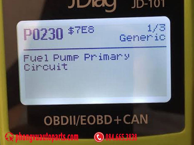 Mã lỗi P0230 - Fuel Pump Primary Circuit