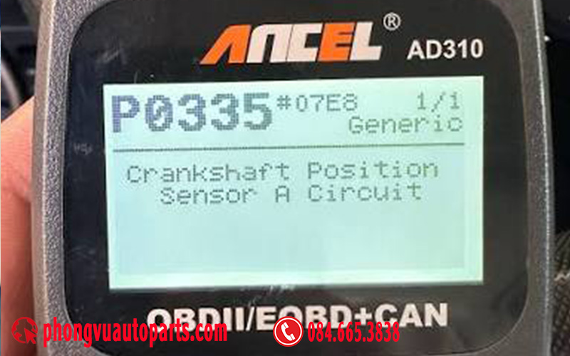 Mã lỗi P0335 - Crankshaft Position Sensor A Circuit Malfunction