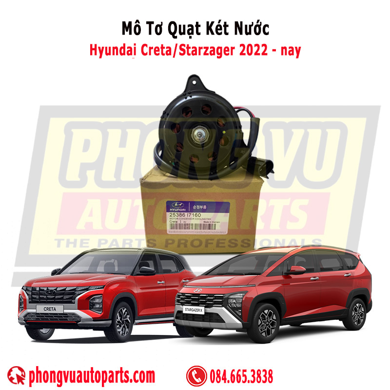 mô-tơ quạt két nước/giàn nóng Hyundai Stargazer & Hyundai Creta (Mã phụ tùng: 25386-I7160)
