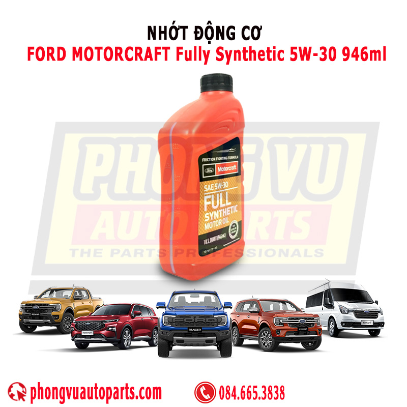Nhớt Động Cơ Ford Motorcraft Fully Synthetic 5W-30 946ml (Mã Sản Phẩm: WSS-M2C961-A1, XO-5W30-Q1FS)