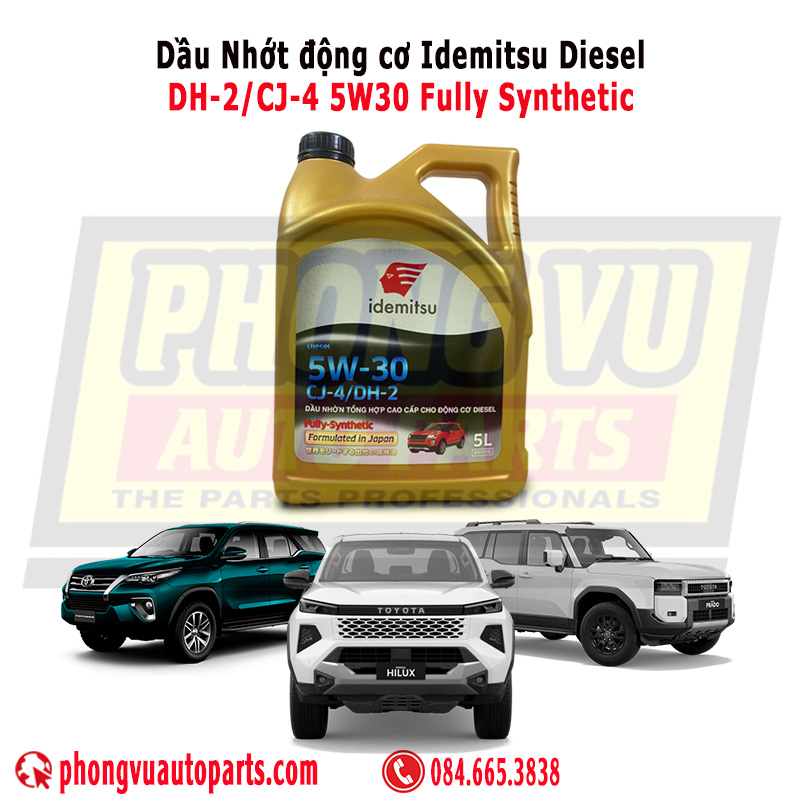 Dầu nhớt động cơ Idemitsu Diesel DH-2/CJ-4 5W30 Fully Synthetic - 30015048-5L, 2456-054, 08880-83389