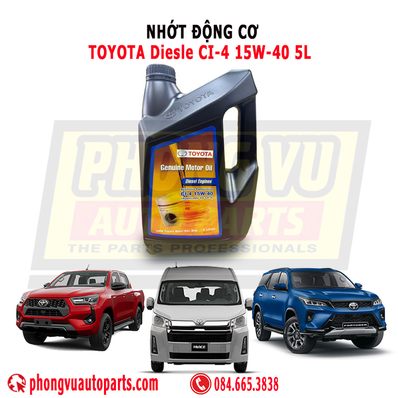 Nhớt Động Cơ Toyota Diesel Synthetic CI-4 15W-40 5L (Mã Sản Phẩm: CI415W405L)