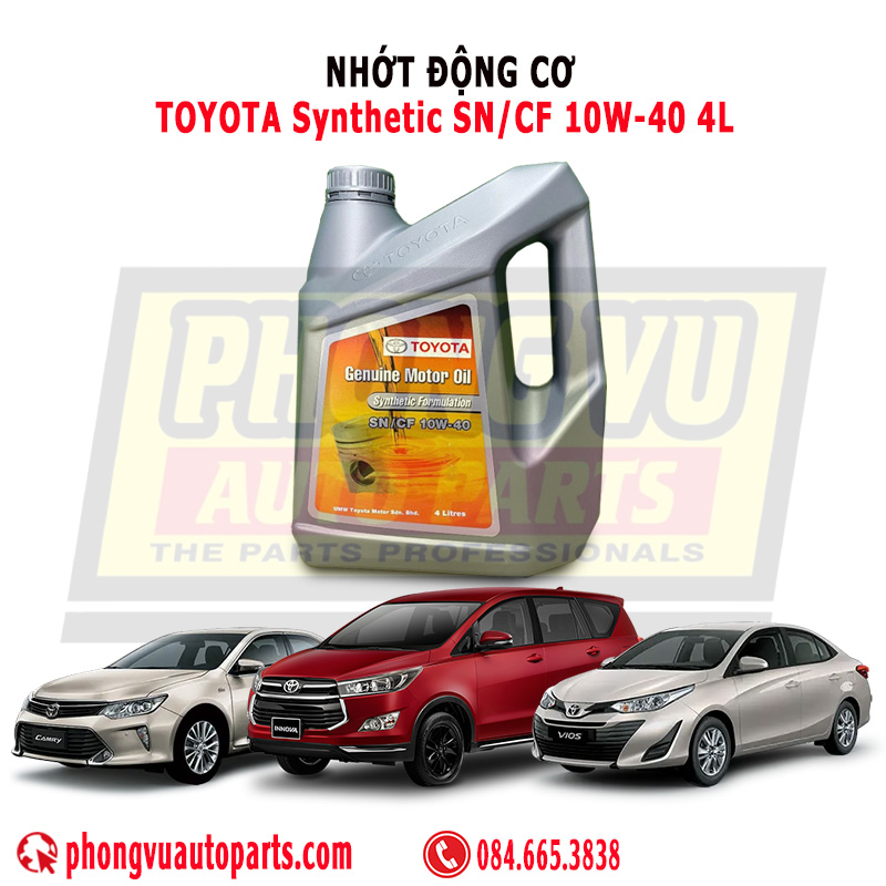 Nhớt Động Cơ Toyota Synthetic SN/CF 10W-40 4L (Mã Sản Phẩm: SNCF10W404L)