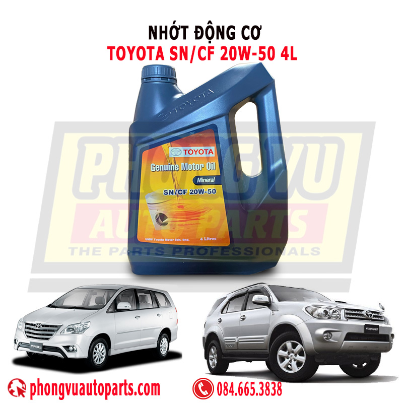 Nhớt Động Cơ Toyota SN/CF 20W-50 4L (Mã Sản Phẩm: SNCF20W504L)