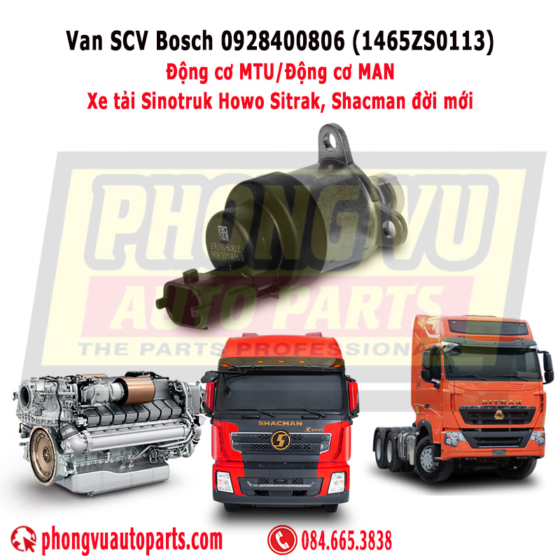 Van SCV Bosch 0928400806 (1465ZS0113 / X57507300021) – Giải Pháp Cho Động Cơ MTU Series 1600, 2000, 4000, Xe Howo Sitrak và Shacman Đời Mới