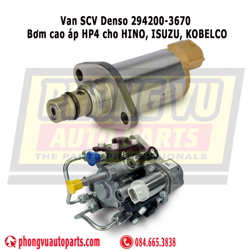 SCV Denso 294200-3670 - Van điều áp bơm cao áp HP4 cho HINO, ISUZU, KOBELCO